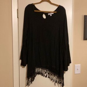 Stem & Vine black knit shirt with detailing keyhole back